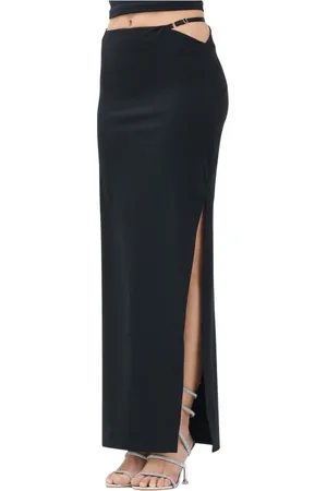 Patrizia Pepe Rokken, Dames, Zwart, S, Zwarte lange rok met cut-out details