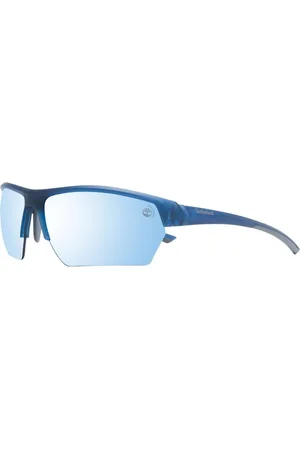 Timberland Accessoires, Heren, Blauw, ONE Size, Blauwe Half-Rim Gepolariseerde Rechthoek Zonnebril