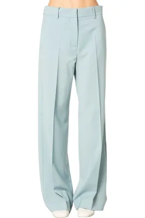 Max Mara Broeken, Dames, Groen, XS, Wol, Anijs Wollen Palazzo Broek Set