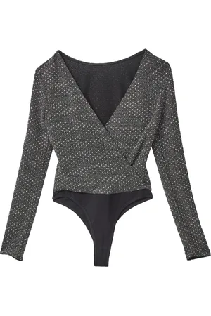 Karl Lagerfeld Tops, Dames, Grijs, L, Katoen, Jersey Rinesthone Body