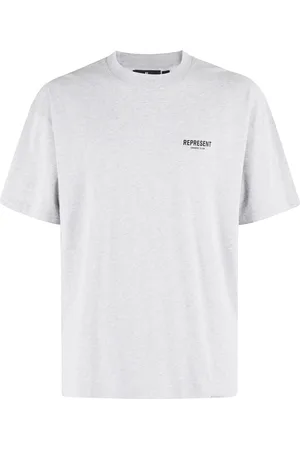 Represent Tops, Heren, Grijs, L, Katoen, Owners Club T-shirt Grijs Voor- en Achterkant Print