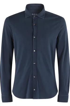 Circolo Overhemden, Heren, Blauw, M, Katoen, Blauw Piquet Jersey Overhemd