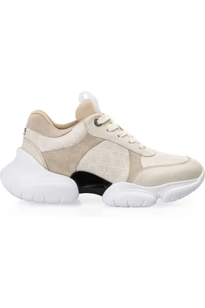 Marc Cain Schoenen, Dames, Wit, 39 EU, Leer, Luipaard Running Sneaker