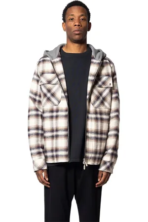 Rhude Jassen, Heren, Veelkleurig, L, Capuchon Flanellen Jas in Multi Bruin