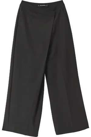 Karl Lagerfeld Broeken, Dames, Zwart, S, Polyester, Wrap Pants