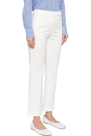 Max Mara Broeken, Dames, Wit, S, Katoen, Katoen Okra Broek