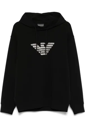 Emporio Armani Sweatshirts & Hoodies, Heren, Zwart, L, Zwarte Geribbelde Sweatshirt