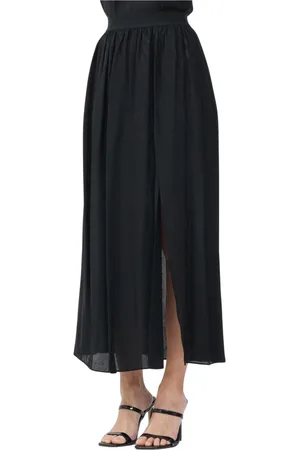 Armani Exchange Rokken, Dames, Zwart, XL, Elegante Zwarte Logo Print Midi Rok