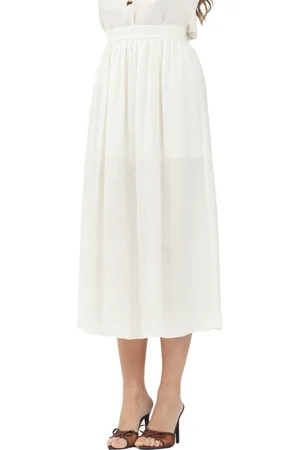 Armani Exchange Rokken, Dames, , M, Witte Logo Print Midi Rok