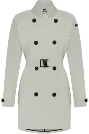 RRD Mantels, Dames, Groen, XS, Trenchcoat van technische stof met knopen en riem