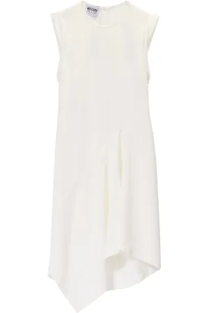 Moschino Kleedjes, Dames, Wit, XS, Polyester, Witte Asymmetrische Mouwloze Jurk