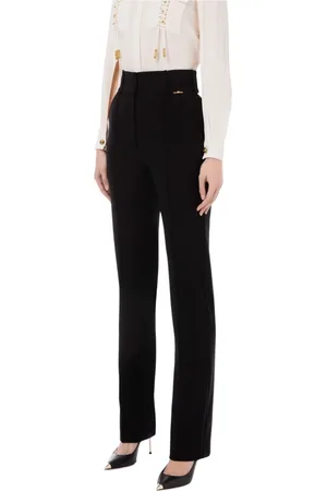 Elisabetta Franchi Broeken, Dames, Zwart, XL, Leren broek