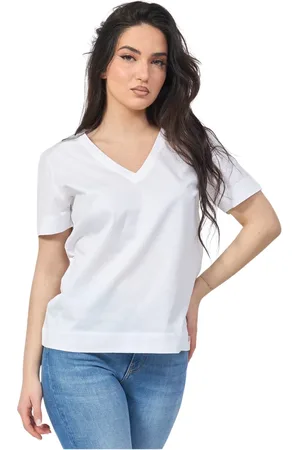Alessia Santi Tops, Dames, Wit, M, Katoen, Witte Katoenen V-hals T-shirt