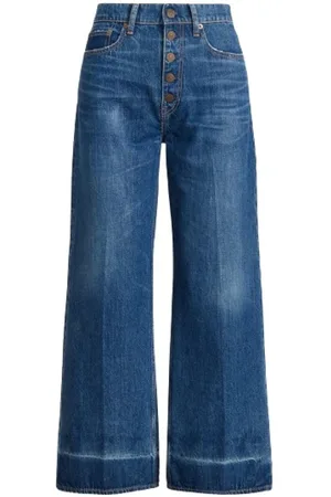 Ralph Lauren Jeans, Dames, Blauw, W28, Katoen, Wide Leg Jeans