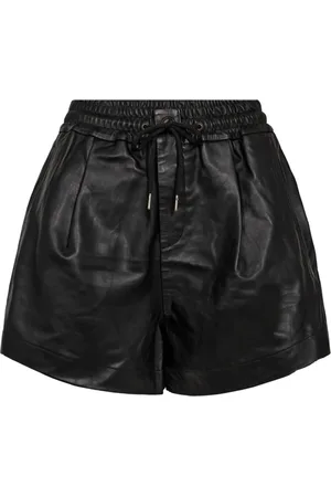 Co`Couture Korte broeken, Dames, Zwart, M, Phoebecc Leather Pleat Shorts
