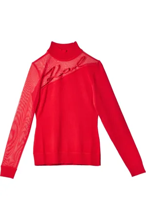 Karl Lagerfeld Truien, Dames, Rood, M, Polyester, Handtekening Mock Hals