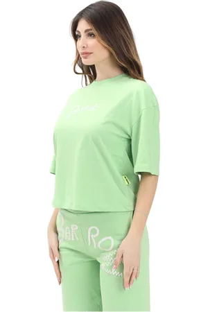 BARROW Tops, Dames, Groen, M, Groene T-shirt met korte mouwen eenvoudig ontwerp
