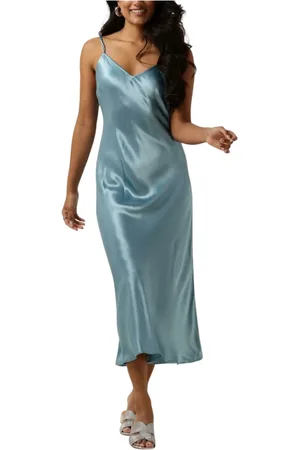 Greek Archaic Kori Kleedjes, Dames, Blauw, S, Elegante Midi Jurk in Lichtblauw