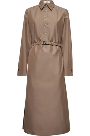 Fendi Kleedjes, Dames, Bruin, 2Xs, Katoen, Katoenen overhemdjurk