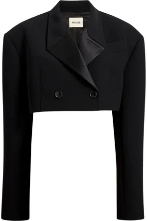 Khaite Jassen, Dames, Zwart, S, Polyester, Zwarte Polyester Jas