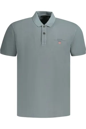 Napapijri Tops, Heren, Grijs, S, Leer, Polo T-shirt met borduursel en print