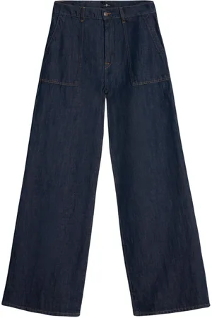 7 for all Mankind Jeans, Dames, Blauw, W29, Denim, Blueberry Utility Zakken Denim Jeans