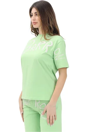 BARROW Tops, Dames, Groen, S, Groene T-shirt met korte mouwen Regular Fit