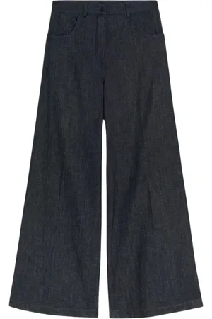 Aspesi Jeans, Dames, Blauw, S, Denim, Wijde Denim Broek Mod. 0156