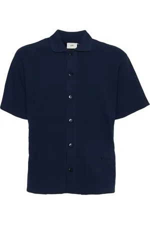 Autry Overhemden, Heren, Blauw, M, Katoen, Stijlvol Blauw Bowling Shirt