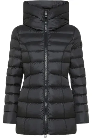 Peuterey Jassen, Dames, Zwart, M, Polyester, Slim damesjas met hoge kraag