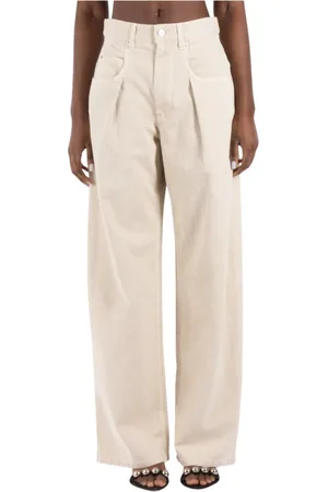 Isabel Marant Broeken, Dames, , XS, Katoen, Ecru Katoen Hennep Broek