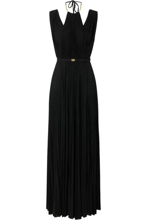 Elisabetta Franchi Kleedjes, Dames, Zwart, XS, Leer, Zwarte getailleerde damesjurk