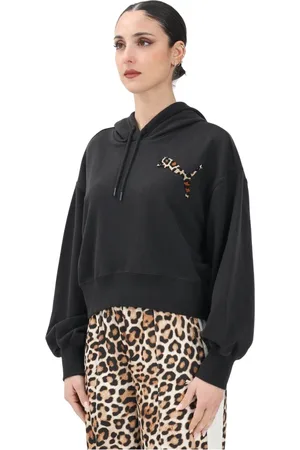 PUMA Sweatshirts & Hoodies, Dames, Zwart, M, Luipaardprint Hoodie Zwart Vrouwen