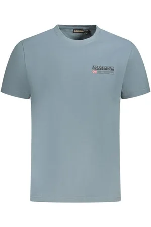 Napapijri Tops, Heren, Grijs, L, Katoen, T-shirt met vet logo