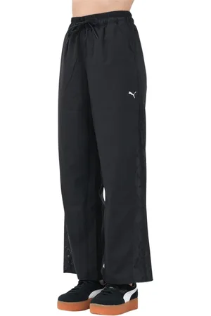 PUMA Broeken, Dames, Zwart, XS, Sportieve Lace Woven Zwarte Broek