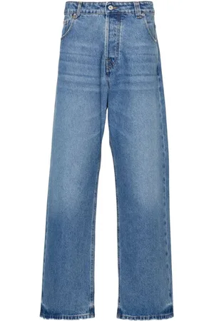 Jacquemus Jeans, Heren, Blauw, W33, Denim, Stonewashed Denim Wide Leg Jeans