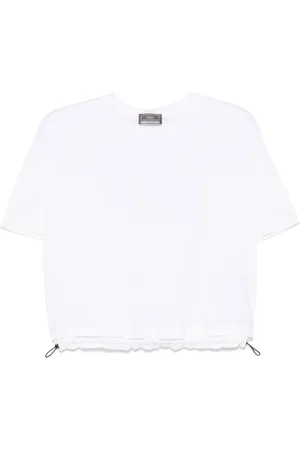 HERNO Tops, Dames, Wit, XS, Nylon, Nylon Detail T-Shirt