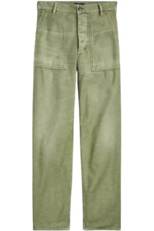 Ralph Lauren Broeken, Dames, Groen, S, Katoen, Wijde utility-geïnspireerde broek