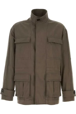 Salvatore Ferragamo Jassen, Heren, Bruin, M, Katoen, Stretch Katoenen Jas