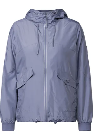 CECIL Jassen, Dames, Blauw, L, Polyester, Sportieve Windbreaker met capuchon en zakken