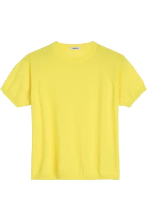 Aspesi Truien, Dames, Geel, M, Katoen, Katoenen ronde hals T-shirt