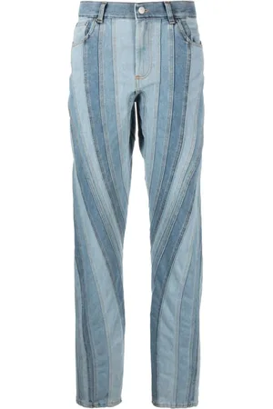 MUGLER Jeans, Dames, Blauw, S, Katoen, Spiral Straight-Leg Jeans