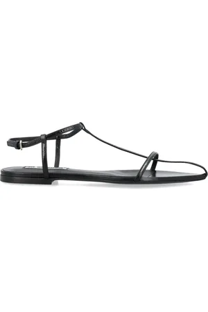 Jil Sander Schoenen, Dames, Zwart, 37 EU, Leer, Zwarte platte kooisandalen