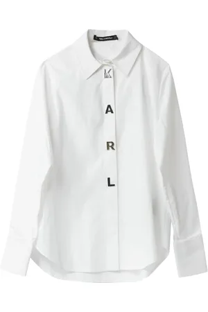 Karl Lagerfeld Blouses & Shirts, Dames, Wit, M, Katoen, Snap Popeline Overhemd