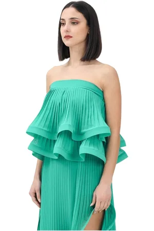 SIMONA CORSELLINI Tops, Dames, Groen, S, Elegante groene top met ruches