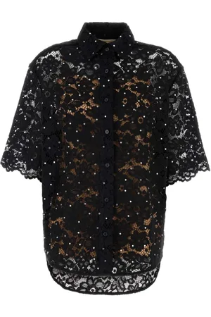 Michael Kors Blouses & Shirts, Dames, Zwart, S, Zwarte Kant Tops voor Vrouwen