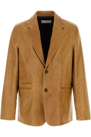OUR LEGACY Jassen, Heren, Bruin, M, Kameel Leren Open Blazer