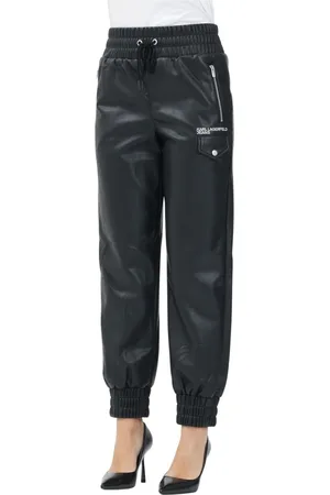 Karl Lagerfeld Broeken, Dames, Zwart, XS, Leer, Broek Zwart