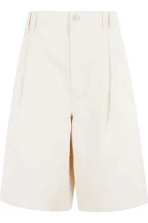 Filippa K Korte broeken, Dames, , S, Katoen, Crème Geplooide Bermuda Shorts Hoge Taille