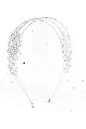 Self-Portrait Accessoires, Dames, Grijs, ONE Size, Leer, Gelaagd Zilver Haaraccessoire met Uitgesneden Details